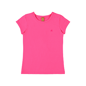 Blusinha Menina Básica Manga Curta Rosa Prisma