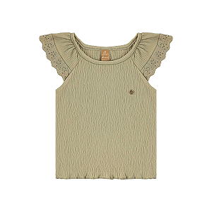 Blusinha Menina Básica Manga Verde Chá