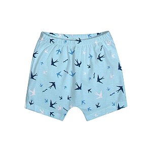 Bermuda Estampada Unissex Meia Malha Azul