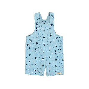 Jardineira Estampada Unissex Moletim Azul