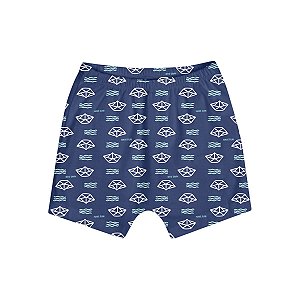 Bermuda Estampada Unissex Meia Malha Azul Marinho