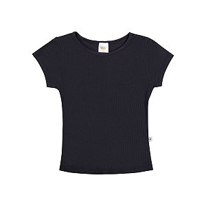 Blusa Básica Malha Canelada Preta