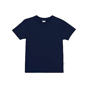 Camiseta Básica Manga Curta Unissex em Meia Malha Azul Marinho