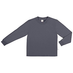 Camiseta Básica Manga Longa Unissex Meia Malha Cinza