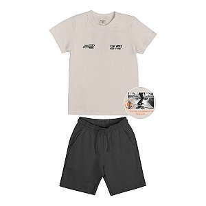 Conjunto Street Camiseta Meia Malha Off White Bermuda Moletom