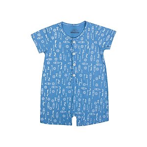 Banho de Sol Unissex Estampado Meia Malha Azul