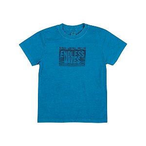 Camiseta Estonada Meia Malha Azul