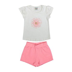 Conjunto Good Day Blusa Cotton Off White Shorts Molecotton