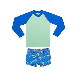 Conjunto Infantil Camiseta Verde e Sunga Proteção UV
