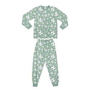 Pijama Estampado Camiseta Manga Longa e Calça Verde