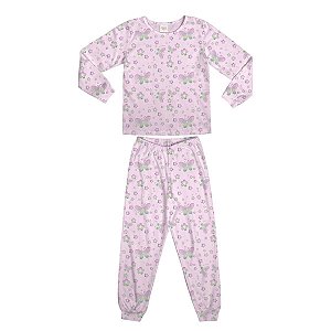 Pijama Estampado Meninas Meia Malha Rosa