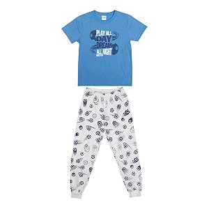 Pijama Play and Dreams Meia Malha Azul