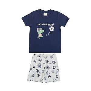 Pijama Play Together Meia Malha Azul Marinho