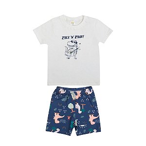 Pijama Rock ’N’ Roar Meia Malha Off White