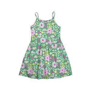 Vestido Alça Estampado Cotton Verde