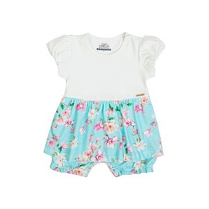 Vestido com Shorts Embutido Fiori Azul