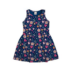 Vestido Regata Estampado Malha Térmica Sublimada Azul Marinho