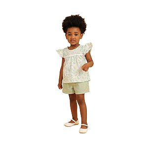 Conjunto Alecrim Blusa e Shorts Estampa Verde