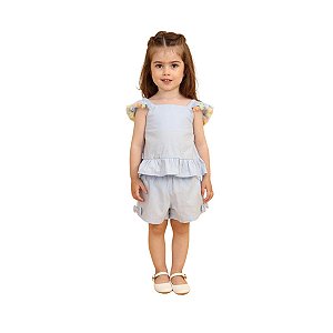 Conjunto Celeste Blusa e Shorts Azul