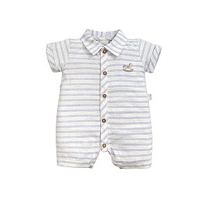 Macacão Curto Tricoline Masculino Azul