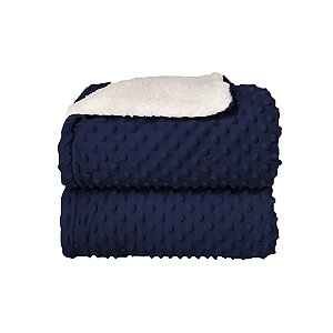 Cobertor Sherpan Dots Azul Marinho
