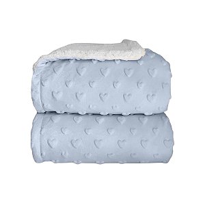 Cobertor Sherpan Hearts Azul Bebê