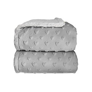 Cobertor Sherpan Hearts Cinza