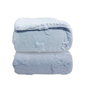 Cobertor Sherpan Relevo Urso Azul Bebê