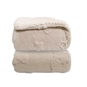 Cobertor Sherpan Relevo Urso Bege