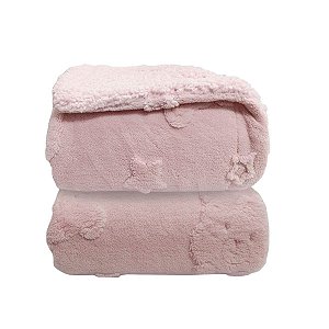 Cobertor Sherpan Relevo Urso Rosa Bebê