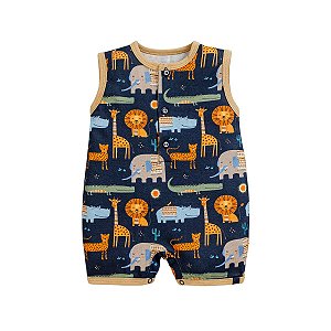 Macacão Regata Suedine Safari Masculino Azul Marinho