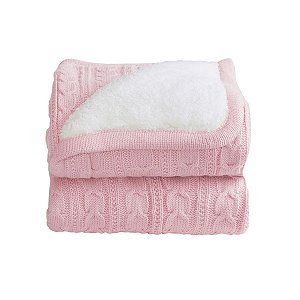 Manta Cobertor Sherpan Fio Rosa Bebê