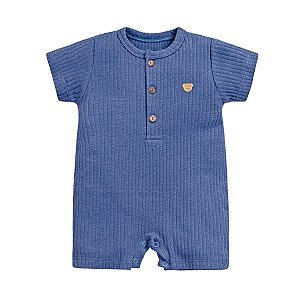 Macacão Curto Canelado Azul