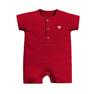 Macacão Curto Canelado Vermelho