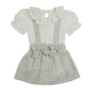 Salopete com Body Sand Bege