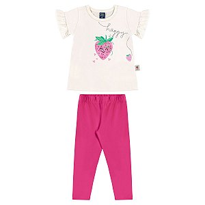 Conjunto Blusa Malha e Legging Cotton Off White