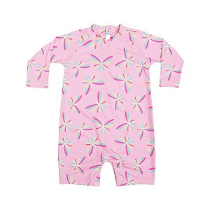 Macacão Bebê Malha Proteção UV Rosa