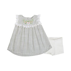 Vestido Flor do Campo Listrado Verde com Shorts Cotton