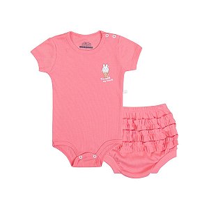 Conjunto Melting Heart Body e Shorts em Ribana Canelada Rosa