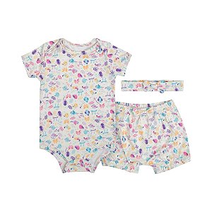 Conjunto Spring Birds Body, Shorts e Faixa Malha Térmica Off White