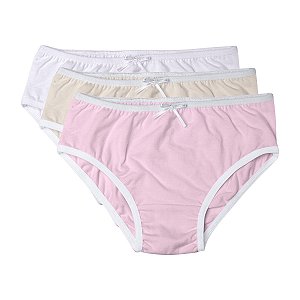 Kit 3 Calcinha em Cotton Lisa