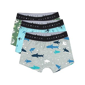 Kit 3 Cuecas Box Estampadas em Cotton