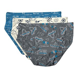 Kit 3 Cuecas Estampa Meia Malha