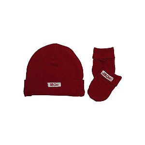 Kit Touca e Luva Suedine Vermelho