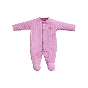 Macacão Longo Bordado Canelado Lilás