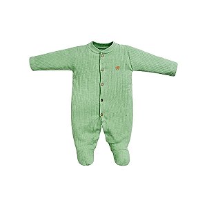 Macacão Longo Bordado Canelado Verde