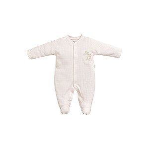 Macacão Longo Bordado Ursinho Bege