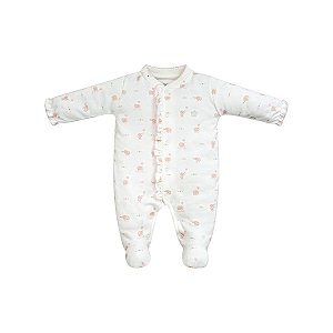 Macacão Longo Estampado Suedine Pima Rosa Bebê