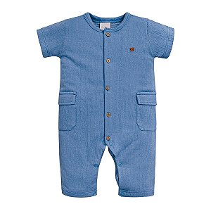 Macacão Longo Malha Anarruga Azul