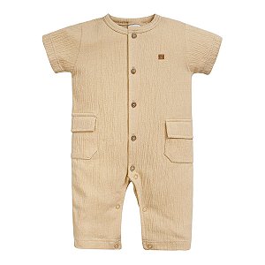 Macacão Longo Malha Anarruga Bege